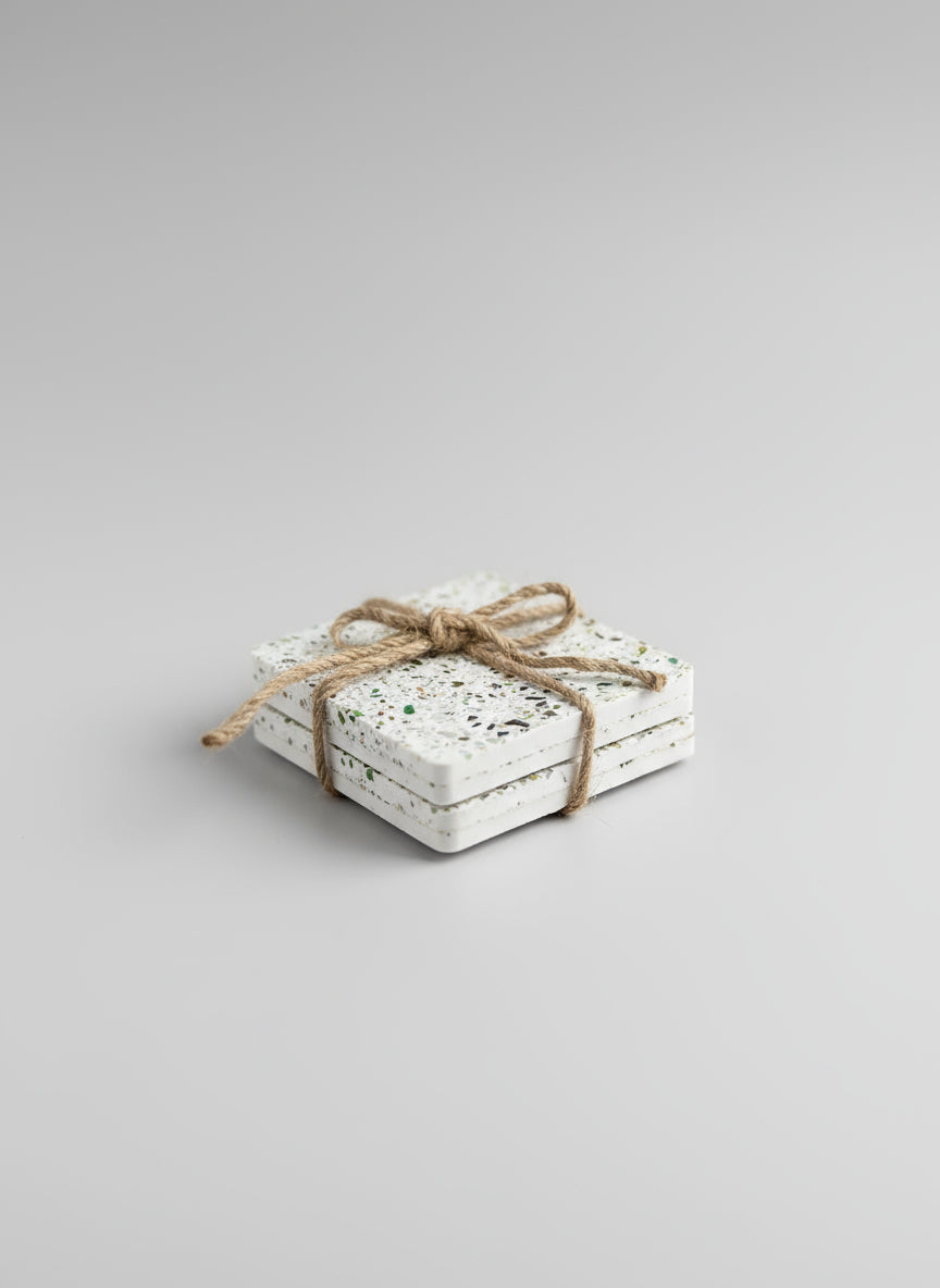 Mixed colored terrazzo, square coasters - Set of 4
