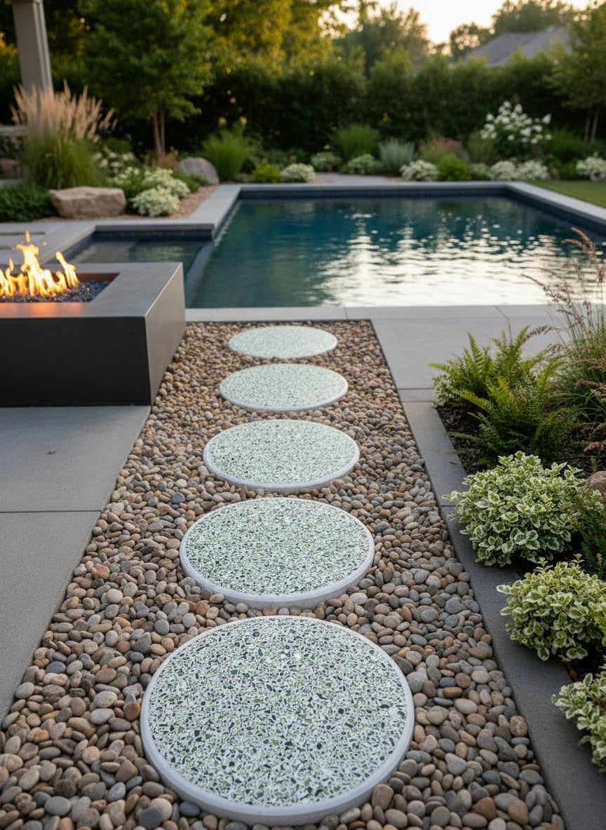 Round Paver - Green Terrazzo Style